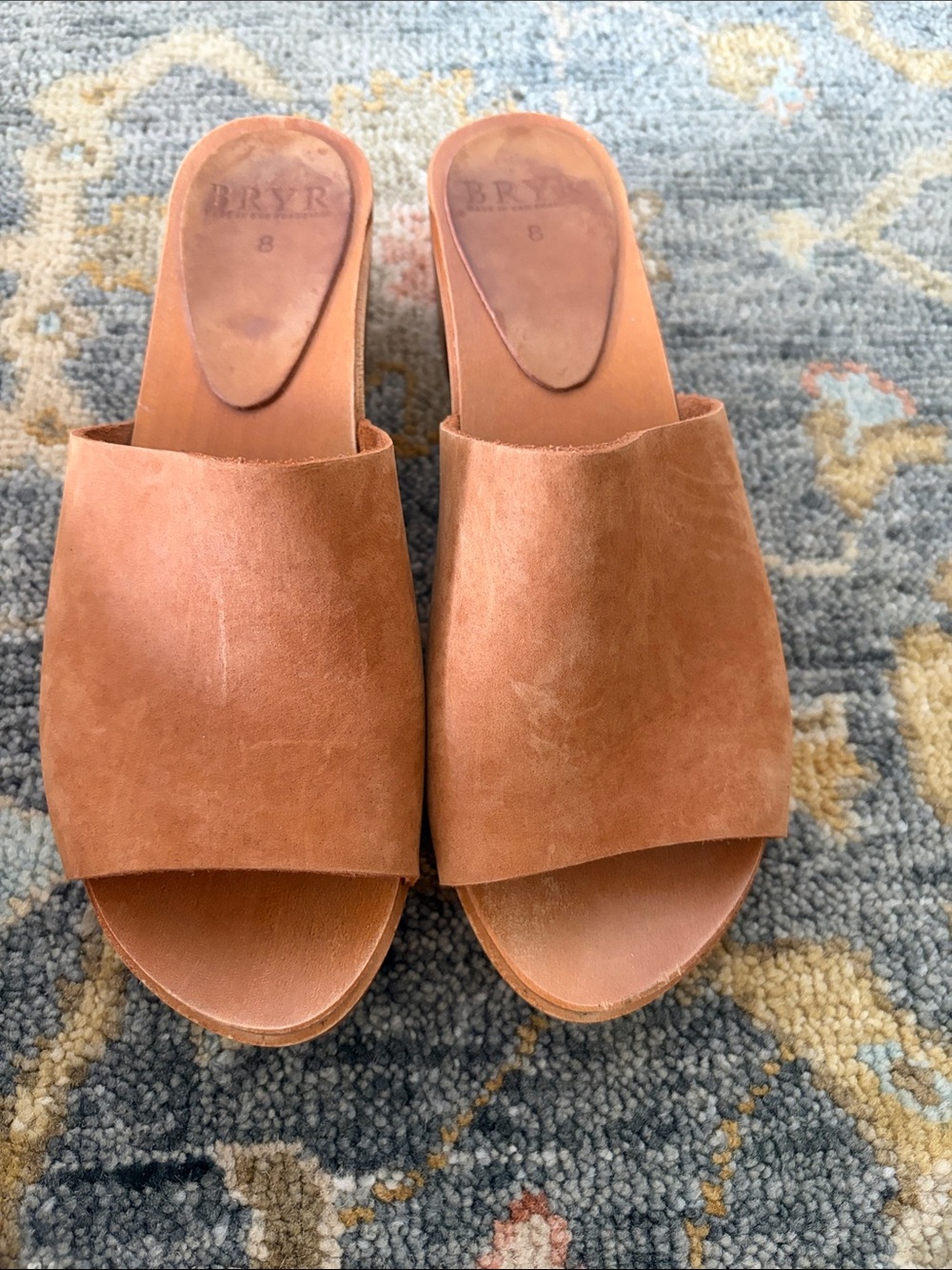 BRYR Brown Suede Open-Toe Slide Mules